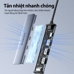 Thumbnail HUB USB-C Chuyển Đổi Đa Năng 5 In 1 ROBOT HT350 Hỗ Trợ Sạc Nhanh PD100W Cổng HDMI, USB 3.0 Và 2 Cổng USB 2.0 3