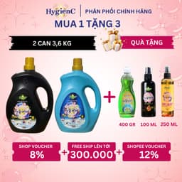 Thumbnail ComBo 2 Can Nước Giặt Xả HygienC Plus 3,6Kg/ Can Hương Nước Hoa Làm Sạch Vết Bẩn 1