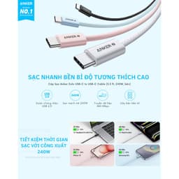 Thumbnail Cáp sạc nhanh Anker Zolo USB-C to USB-C công suất 240W 1M, Chất liệu nylon - A8060 1