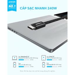 Thumbnail Cáp sạc nhanh Anker Zolo USB-C to USB-C công suất 240W 1M, Chất liệu nylon - A8060 4