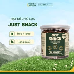 Thumbnail Hạt điều vỏ lụa rang muối Just Snack Green Food kích cỡ to hộp 180g 1