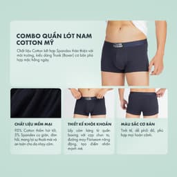Thumbnail Combo 3 quần lót nam ONOFF cotton USA thoáng mát, kháng khuẩn dáng boxer - 18UO23A055 2
