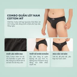 Thumbnail Combo 3 quần lót nam ONOFF cotton Mỹ dáng brief kháng khuẩn - 18UQ23A054 3