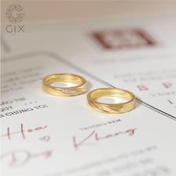 Thumbnail Nhẫn cưới Rosa vàng tây 18k đẹp thiết kế vô cực đính kim cương nhân tạo Gix Jewel 2