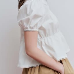 Thumbnail DOTTIE - Áo cổ lá sen tay phồng - Trắng - T1053 1