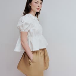 Thumbnail DOTTIE - Áo cổ lá sen tay phồng - Trắng - T1053 2