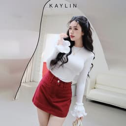 Thumbnail Áo thun KAYLIN tay dài phối loe chất vải thun nhung co giản phong cách - N2402 2