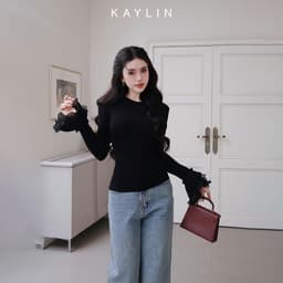 Thumbnail Áo thun KAYLIN tay dài phối loe chất vải thun nhung co giản phong cách - N2402 1