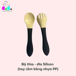 Thumbnail Bộ Thìa Dĩa Silicon (tay cầm bằng nhựa PP) BeBu Cao cấp cho bé 1