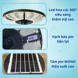 Thumbnail Đèn Năng Lượng Mặt Trời UFO TP SOLAR Công Suất 800W TP-U800 Cảm Biến Chuyển Động, Chiếu Sáng 360 Độ - Bảo Hành 3 Năm 3