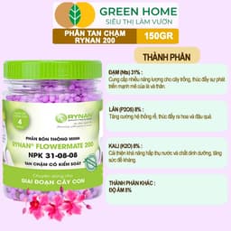 Thumbnail Phân Tan Chậm Greenhome, Rynan 200, Chai 150gr, Dành Cho Phong Lan Con, Bonsai Kích Chồi, Dưỡng Chất 4