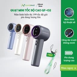 Thumbnail Quạt Mini Cầm Tay Tốc Độ Cao NANOMAX GF02 Màn Hình Kỹ Thuật Số Động Cơ Không Chổi Than Tốc Độ Gió Cao Pin Dung Lượng Lớn 1