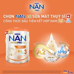 Thumbnail Sữa bột Nestlé NAN INFINIPRO A2 3 800g nhập khẩu Thụy Sĩ với đạm quý A2 & 5HMO giúp tiêu hóa tốt, đề kháng khỏe 2
