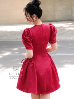 Thumbnail LEILA CLOSET | Đầm thiết kế Jellia, tay xoắn cách điệu cổ vuông, tùng xoè ngắn 1