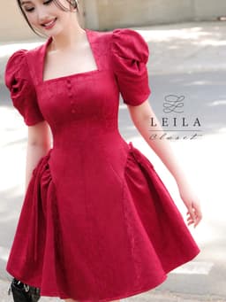 Thumbnail LEILA CLOSET | Đầm thiết kế Jellia, tay xoắn cách điệu cổ vuông, tùng xoè ngắn 2
