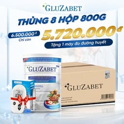 Thumbnail Thùng 8 Lon Gluzabet 800G - Giúp Ổn Định Đường Huyết, Bổ Sung Dinh Dưỡng, Tăng Đề Kháng, Ngăn Ngừa Biến Chứng Tiểu Đường 1