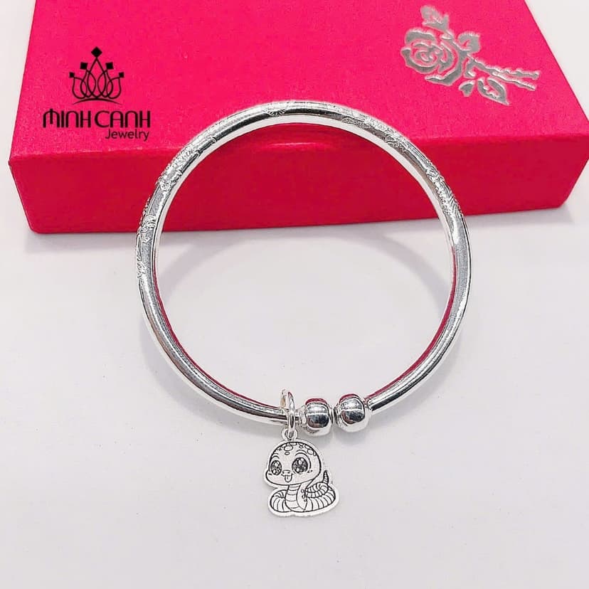 Ảnh Kiềng Bạc Ta Chạm Rồng Điều Chỉnh Được Size, Khắc Tên Cho Bé Yêu Minh Canh Jewelry 3