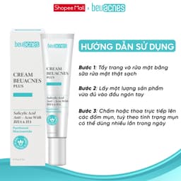 Thumbnail Kem giảm mụn nhanh 24h BEUACNES PLUS mụn trứng cá, chiết xuất rau má, hỗ trợ mờ thâm mụn 15g 4