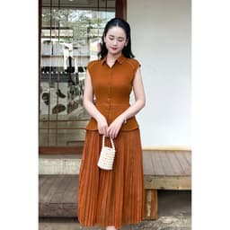 Thumbnail Đầm Xòe Peplum Dập Ly Dáng Dài, Váy Liền Thanh Lịch L63L24Q050 2