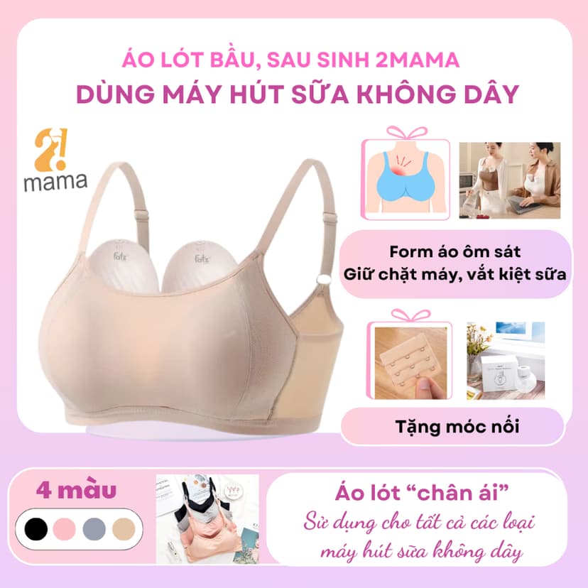 Ảnh Áo lót bầu và hút sữa cho máy không dây Áo ngực bầu dùng cho máy hút sữa rảnh tay 2mama 1