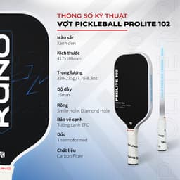 Thumbnail Vợt Pickleball KUNO Prolite 102 Chính Hãng – Lõi Tổ Ong, Carbon Fiber, Dành Cho Lối Đánh Tấn Công 1