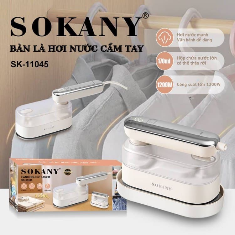 Ảnh Bàn ủi hơi nước cầm tay SOKANY SK-11045 công suất lớn 1200W, là siêu phẳng, siêu nhanh, nhỏ gọn tiện lợi cho cả gia đình 1
