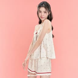 Thumbnail Bộ ngủ hai dây lụa latin họa tiết trái tim ngọt ngào dễ thương Mialala 4015 DDN04014015 4
