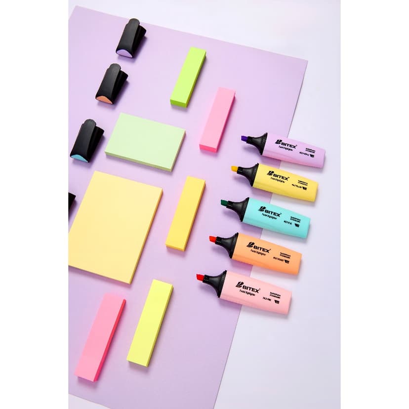Ảnh Bút dạ quang highlight Bitex HL05 màu Pastel nhiều màu 2