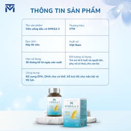 Thumbnail Viên uống dầu cá VTM OMEGA 3 tăng cường thị lực, bảo vệ tim mạch - lọ 90 viên 1