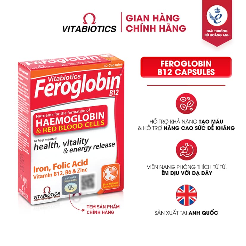 Ảnh Bộ Sản Phẩm Vitabiotics OSTEOCARE Giúp Xương Chắc Khỏe 30 Viên Và FEROGLOBIN B12 Bổ Sung Sắt 30 Viên 1