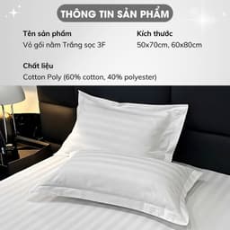 Thumbnail Vỏ Áo Gối Nằm Sọc 3F A Concept Decor Áo Gối Nằm Trắng sọc Chuẩn Khách Sạn Cao Cấp Vỏ Áo Gối Mềm Mịn 50x70cm 60x80cm 1