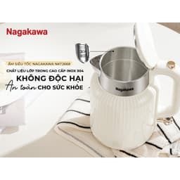 Thumbnail Ấm siêu tốc 1.7L Nagakawa NKT2668, Thân ấm 2 lớp nhựa cao cấp & inox 304, Rơ le kép an toàn, tự ngắt khi nước sôi 2