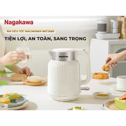 Thumbnail Ấm siêu tốc 1.7L Nagakawa NKT2668, Thân ấm 2 lớp nhựa cao cấp & inox 304, Rơ le kép an toàn, tự ngắt khi nước sôi 1
