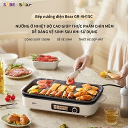 Thumbnail Bếp Nướng Điện Không Khói Bear Đa Năng Chiên Xào Khay Nướng Hệ Thống Phát Nhiệt 5U Phân Bố Nhiệt Đồng Đều GR-4H15C 2