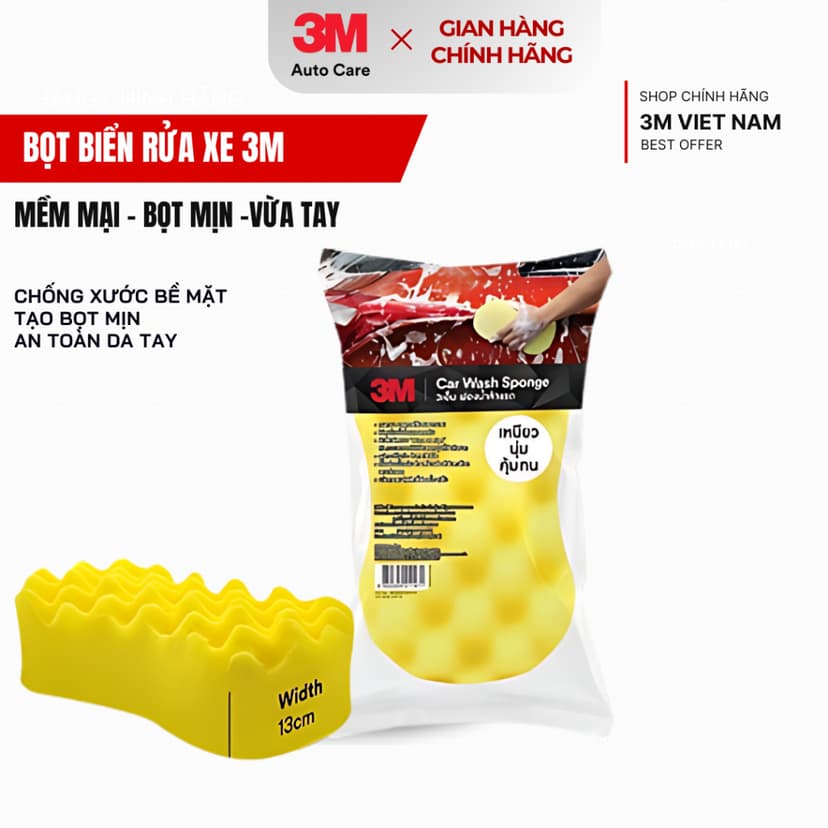 Ảnh Miếng mút bọt biển rửa xe 3M™ Car Wash Sponge bọt mịn, bền- cầm chắc tay 1
