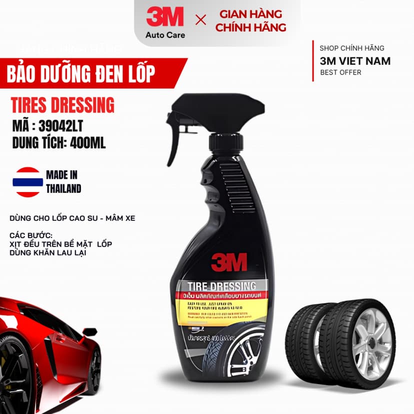 Ảnh Chai Xịt Bảo Dưỡng Và Phủ Bóng Lốp Xe 3M™  39042 LT Tire Dressing 400ml  NK Thái Lan 2