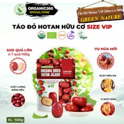 Thumbnail Táo Đỏ Hữu Cơ GREEN NATURE Organic Hotan Ruoqiang Jujube 500g 2