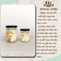 Thumbnail Hủ thủy tinh tròn 350ml Bam House có nắp nhôm giúp bảo quản gia vị và thực phẩm tốt cao cấp HT03 3