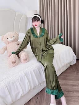 Thumbnail Đồ Ngủ Nữ Pijama Bigsize SOJUN Bộ Ngủ Lụa Latin Cổ Sam Phối Tơ Óng Cao Cấp  Size <65Kg 2
