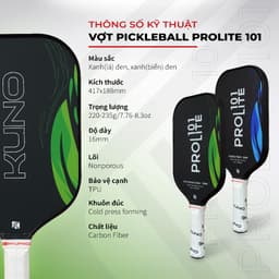 Thumbnail Vợt Pickleball Kuno Prolite 101 Chính Hãng, bề mặt nhám, full carbon Fiber cao cấp, lối đánh tấn công 1