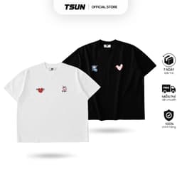 Thumbnail Áo Thun Cặp Đôi LoveTeddy Trái Tim Brand TSUN Chính Hãng, Trắng/Đen, Nam/Nữ,  Form Rộng, Oversize, Bigsize, Localbrand 1