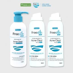 Thumbnail Combo 2 Xịt mụn lưng & 1 Gel tắm ngừa mụn Novocare - Freeskin chuyên dùng cho mụn cơ thể, viêm nang lông 80ml và 250ml 1