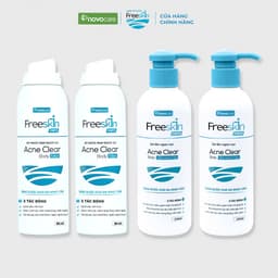 Thumbnail Combo 2 Gel tắm ngừa mụn&Xịt mụn lưng Novocare - Freeskin chuyên dùng cho mụn cơ thể, viêm nang lông, viêm da 250ml-80ml 1