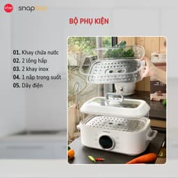 Thumbnail Nồi Hấp Lẩu Điện 3 Tầng 20L SNAPBEE ST2000_5 Mức Nhiệt_Kháng Khuẩn_Không Gây Mùi [Snap Kitchen] 4