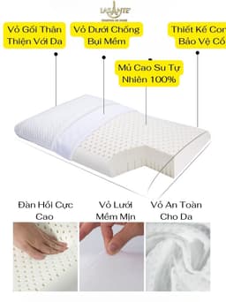 Thumbnail Gối Cao Su Thấp 4 Cm Siêu Mỏng Form Phẳng Truyền Thống Lasante Cho Người Nằm Gối Thấp 4