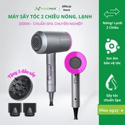 Thumbnail Máy Sấy Tóc Nanomax D087 Sấy 2 Chiều Nóng Lạnh, Công Suất 2000w Nhanh Khô, 3 Tốc Độ Sấy, Thiết Kế Chuẩn Salon 1