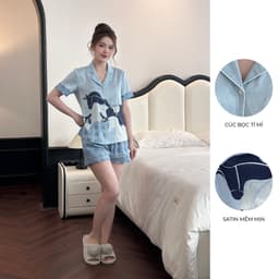 Thumbnail BỘ MẶC NHÀ ZAM - TCDA68 - BỘ NGẮN TAY QUẦN ĐÙI  NGỰA KẺ XANH 2