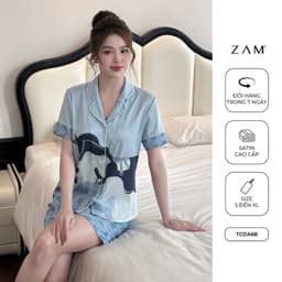 Thumbnail BỘ MẶC NHÀ ZAM - TCDA68 - BỘ NGẮN TAY QUẦN ĐÙI  NGỰA KẺ XANH 1