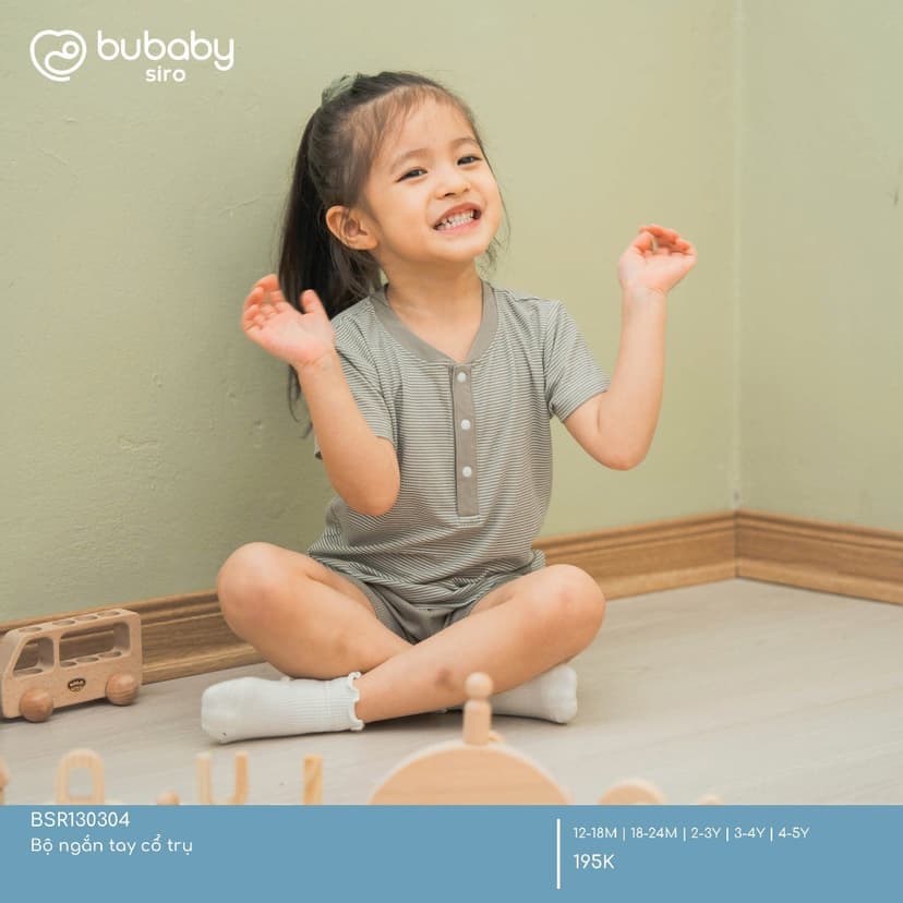 Ảnh Bubaby - Bộ quần áo ngắn tay hoạ tiết kẻ ngang Siro Bubaby mềm mại cho bé 1