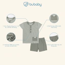 Thumbnail Bubaby - Bộ quần áo ngắn tay hoạ tiết kẻ ngang Siro Bubaby mềm mại cho bé 3